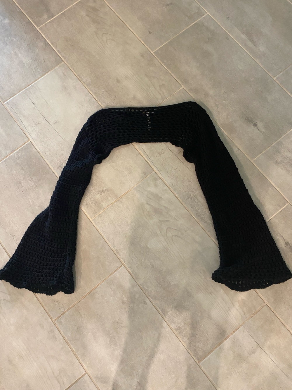 Free People Black Crochet Open-Front Sweater Shrug
